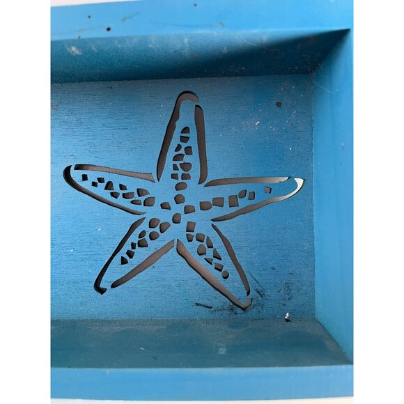 Rustic Water Blue Wooden Block Sign Starfish Cutout "The Ocean Fixes Everything" - Picture 4 of 8